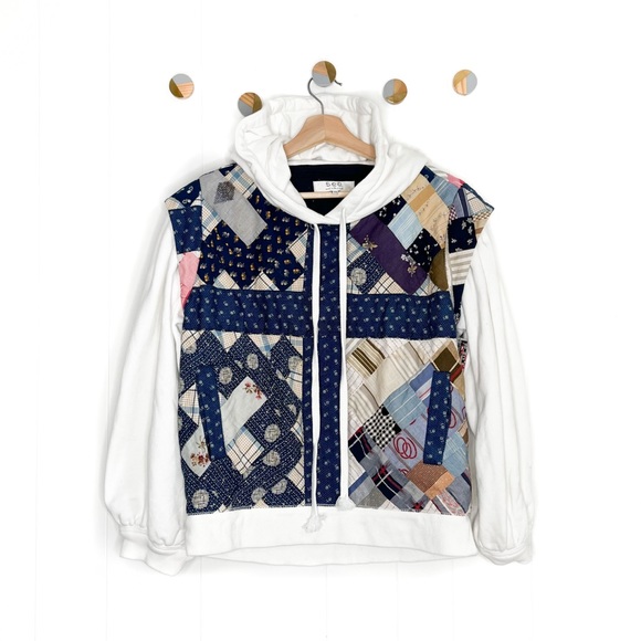 Sea New York Tops - Sea New York Quilted Hoodie Patchwork Sweatshirt OOAK